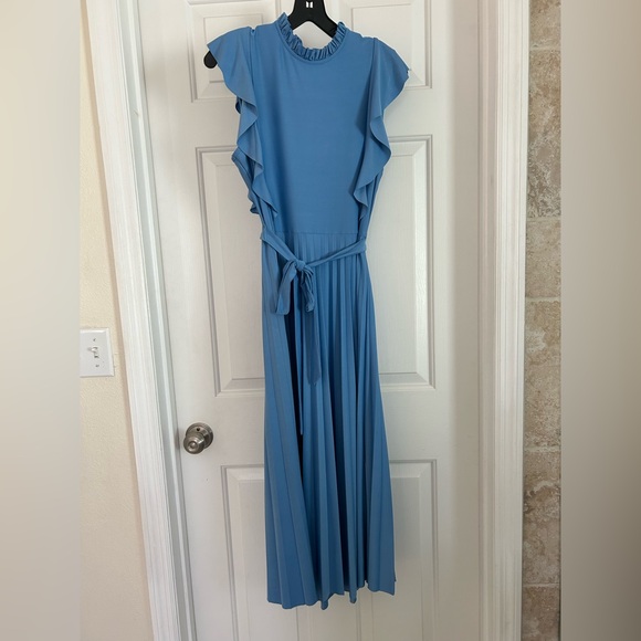 Sharagano Dresses & Skirts - Sharagano Sky Blue Maxi Dress with Ruffle Accents